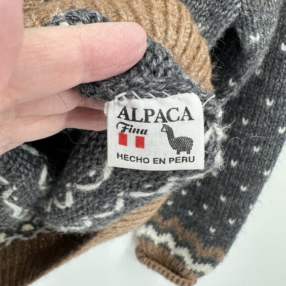 THE ALPACA CONNECTION cardigan sweater fair isle soft knit fisherman peru XL - Picture 6 of 6